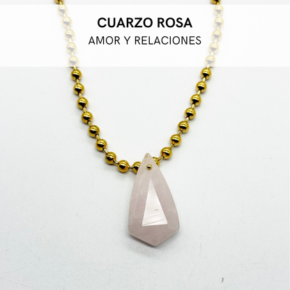 Collar Amazonita y Cuarzo Rosa | Ideal para Amor o Traumas