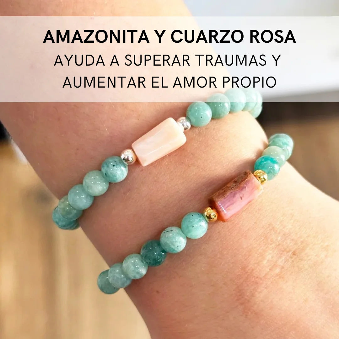 Pulsera Amazonita y Ópalo Rosa | Amor propio
