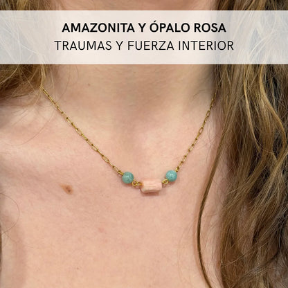 Collar Amazonita y Opalo Rosa | Traumas y Amor propio