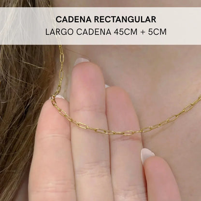 Cadena Rectangular de Acero Inoxidable | Estilo Gusano | Oro y Plata | 45 cm
