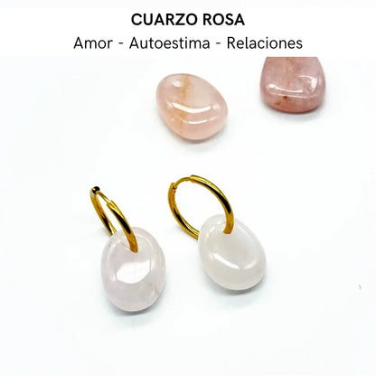 Pendientes de Aro con Cuarzo Rosa Natural – Amor y Armonía