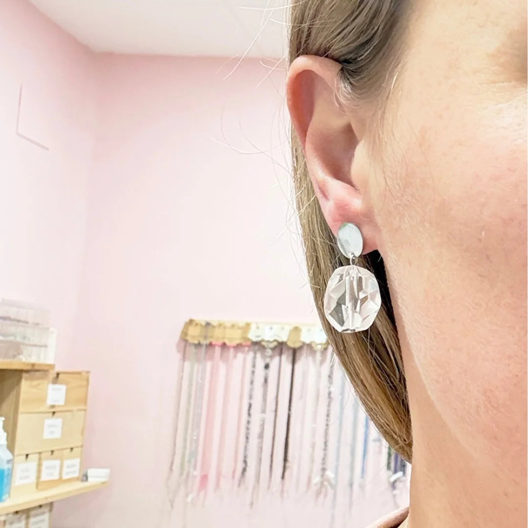 Pendientes de Cuarzo Blanco Tallado