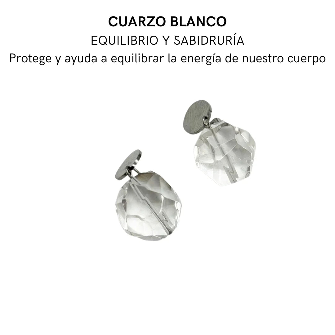 Pendientes de Cuarzo Blanco Tallado