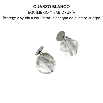 Pendientes de Cuarzo Blanco Tallado