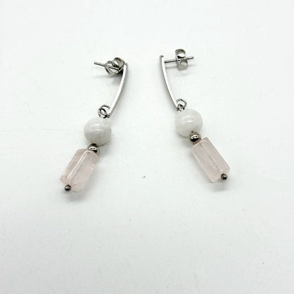 Pendientes Autoestima con Cuarzo Rosa y Piedra Luna natural
