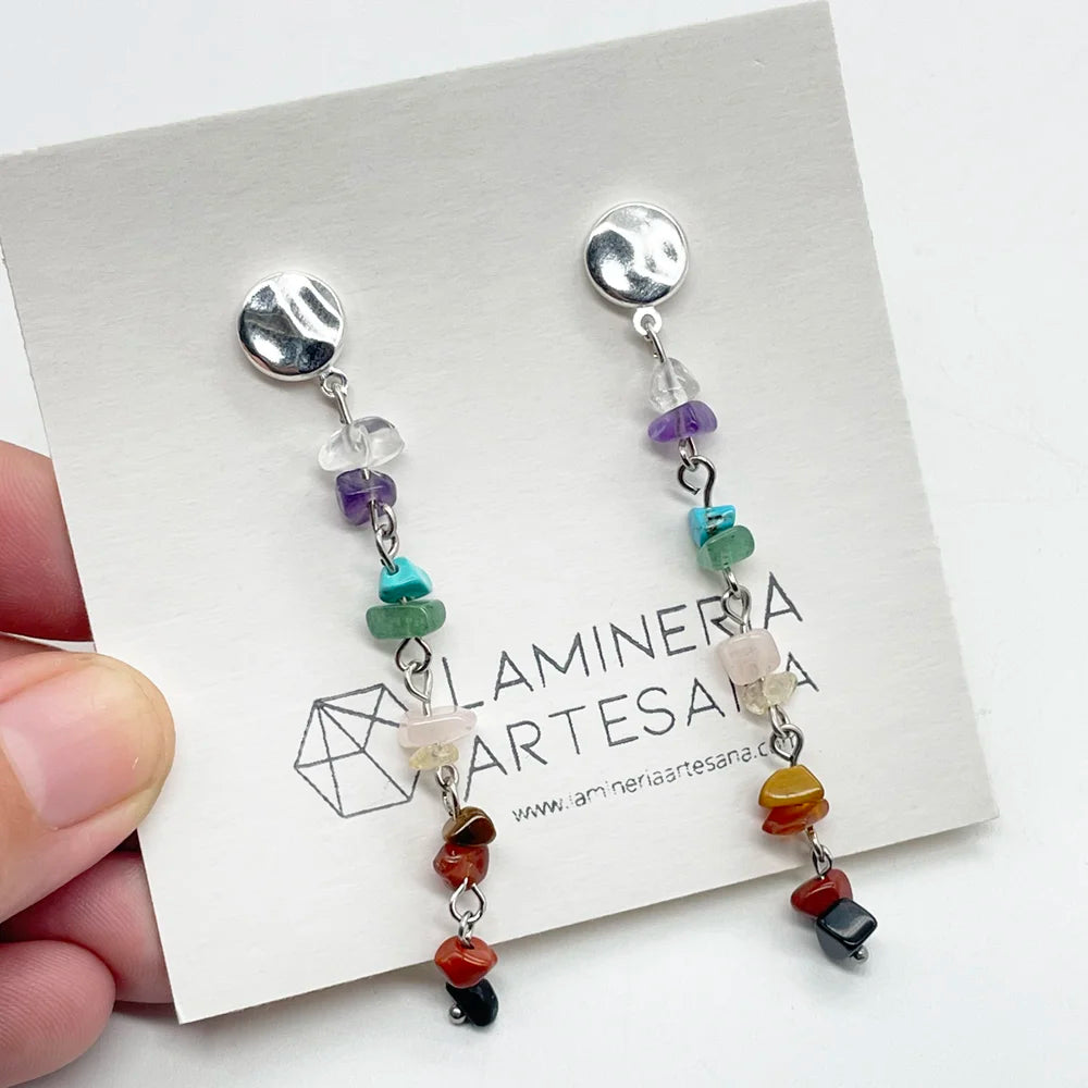 Pendientes largos de los Chakras · Piedras de Equilibrio