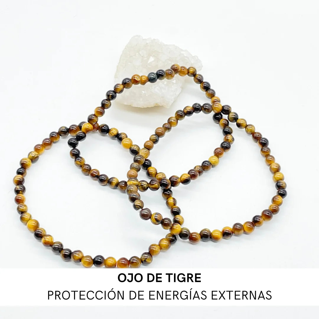 Pulsera bolitas de Ojo de tigre para Proteger