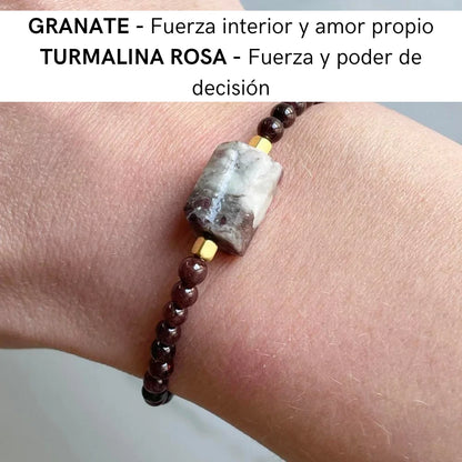 Pulsera Turmalina rosa y Granate