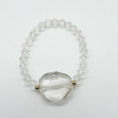 Pulsera de Cuarzo Blanco Natural | Plata 925 o Baño en Oro | proteccion