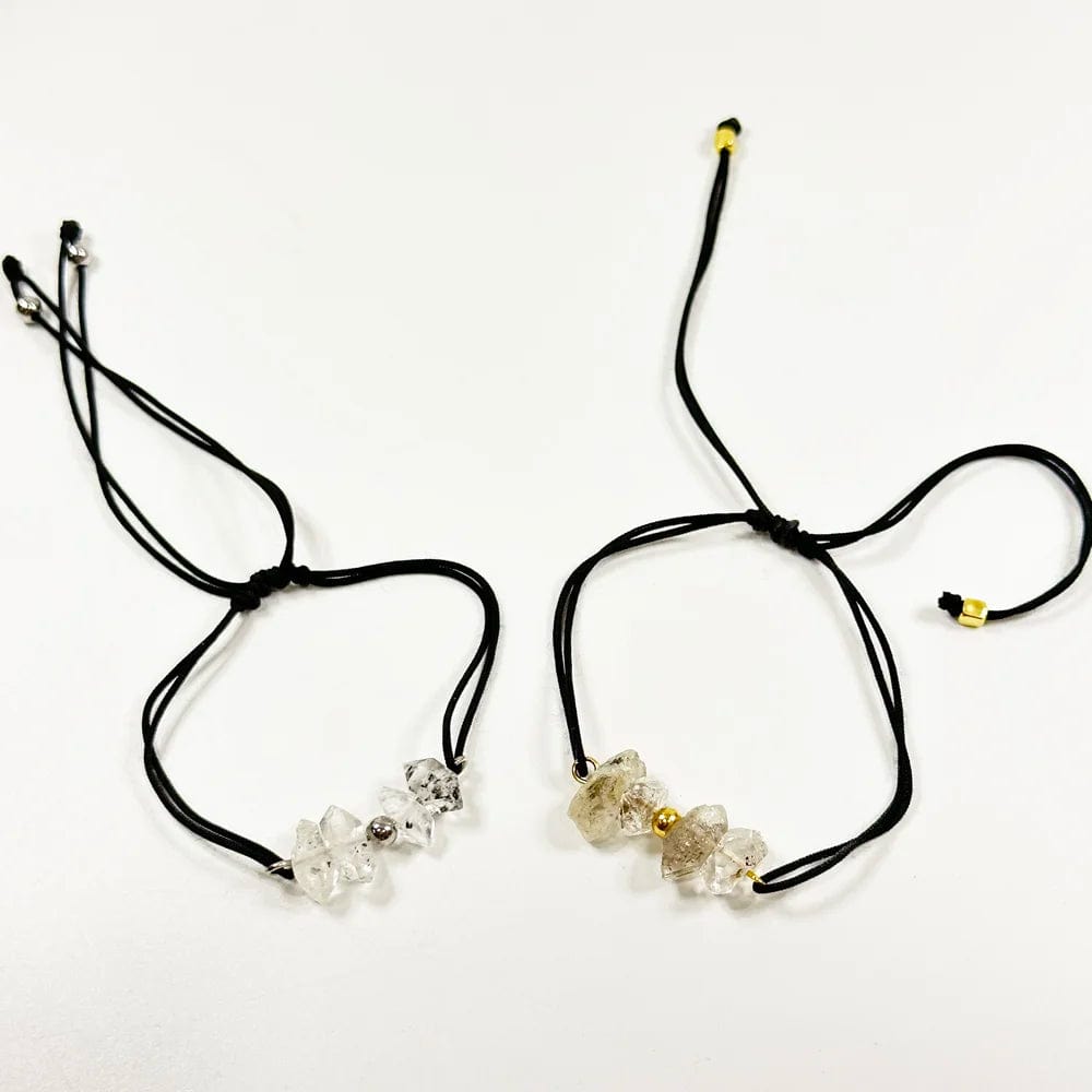Pulsera de Diamante Herkimer natural en hilo