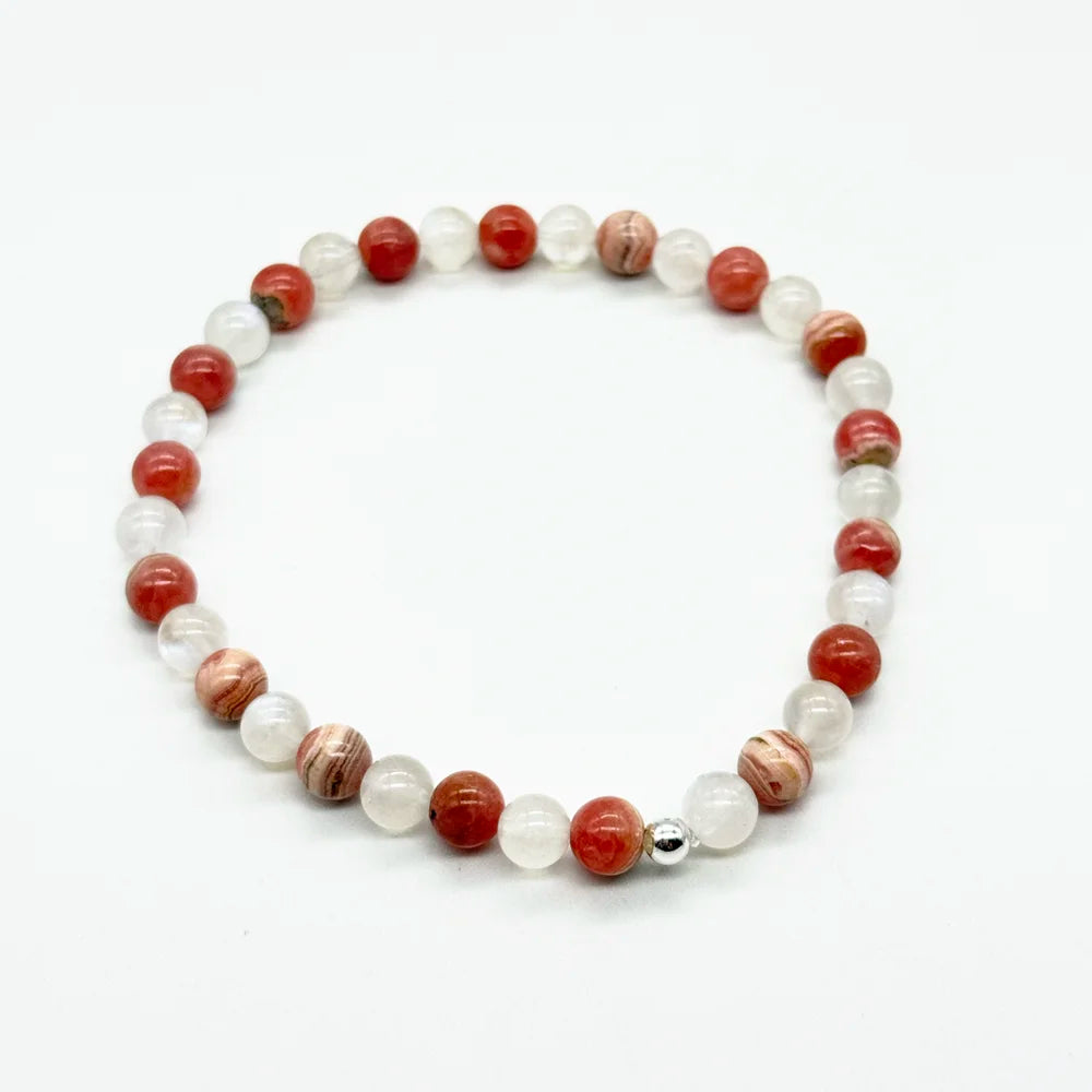 Pulsera Piedra Luna y Rodocrosita