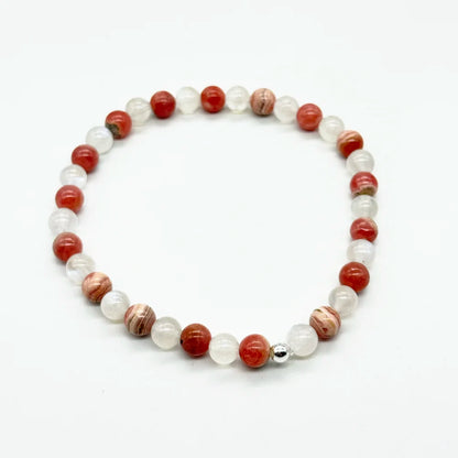 Pulsera Piedra Luna y Rodocrosita