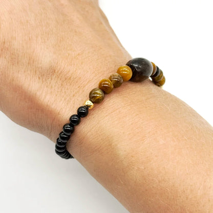 Pulsera de protección con Turmalina Negra y Ojo de Tigre