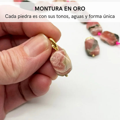 Colgante de Rodocrosita Natural · Plata 925 / Baño de Oro ✨