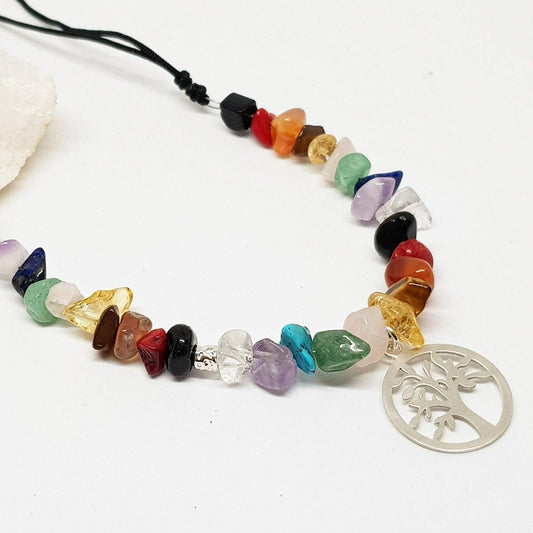 Collar de los Chacras y arbol de la vida, joyas artesanales, piedras preciosas, minerales naturales - LaMineria Artesana