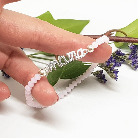Pulsera mama, especial día de la madre, diseños mama, pulseras de plata, plata, joyeria artesana, joyas artesanales, lamineria artesana, bisuteria online, plata y minerales, mama plata