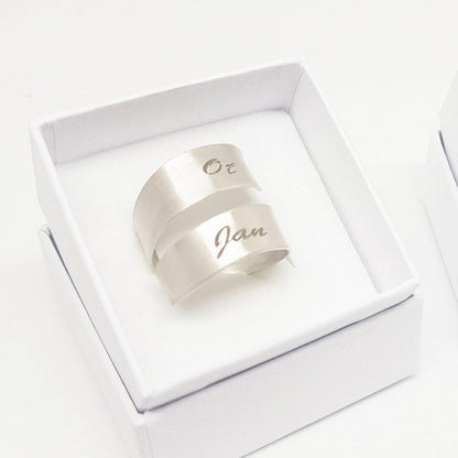 anillo de plata con nombres, anilla, ring, silver, Anillo Personalizado - LaMineria Artesana
