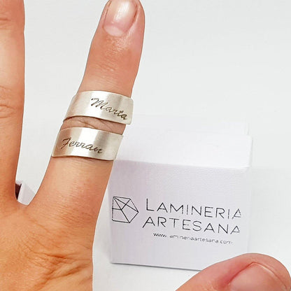 anillo de platak, silver ring, joyeria artesanal, anillo con nombres, joyas con nombres, Anillo Personalizado - LaMineria Artesana