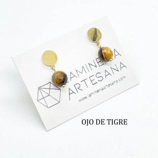 pendientes ojo de tigre, pendientes de proteccion