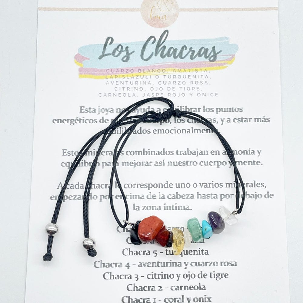 Pulsera artesanal de los chakras con trocitos de minerales naturales